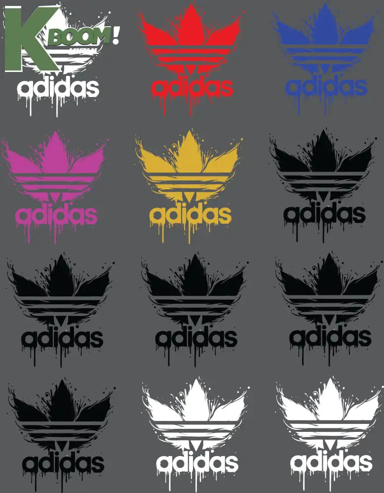 12 X Adidas VARIATIONS IRON ON HEAT TRANSFER SPORT