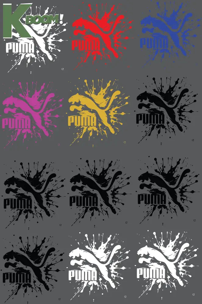 12 X Puma VARIATIONS IRON ON HEAT TRANSFER SPORT