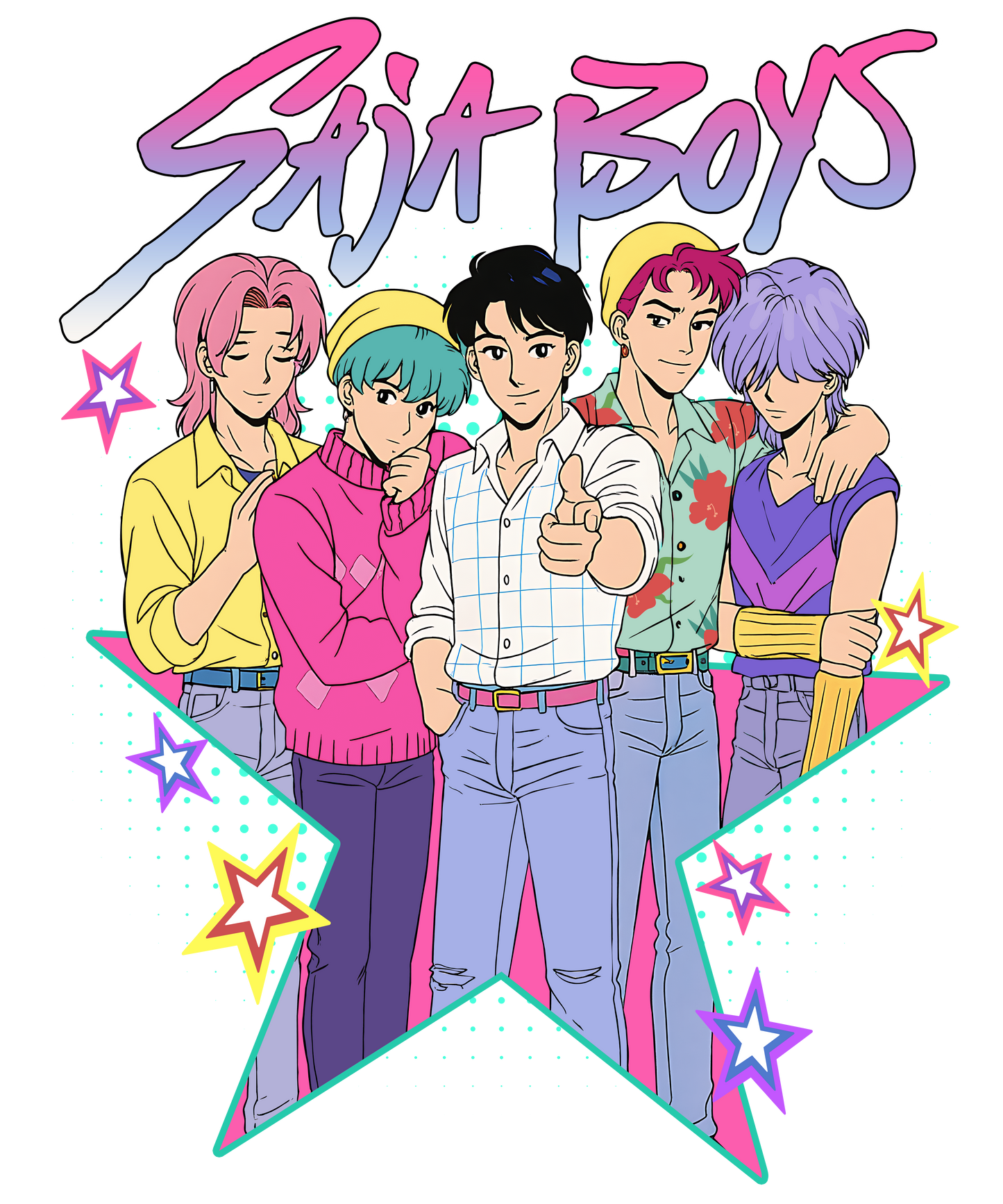 Iron On DTF Transfers For T-Shirt Clothes about 20cm 5 to choice from