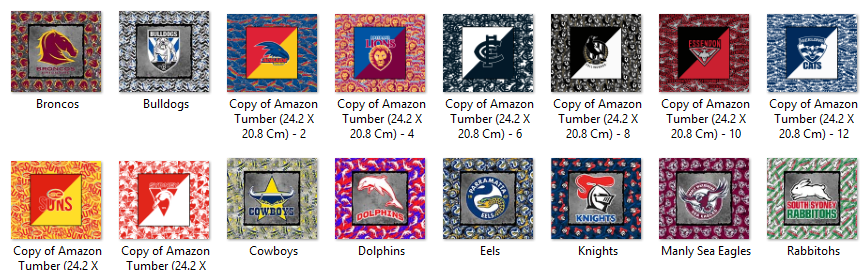 Sublimation prints package / Ready to press 16pc (46) AFL/NRL 1