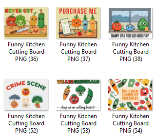 Sublimation prints package / Ready to press 6pc (8) Cutting Board's