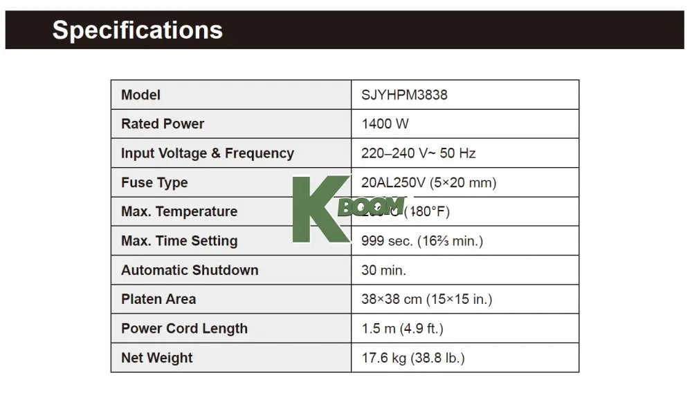 Heat Press Machine 15x15’’ 38cm x 38cm