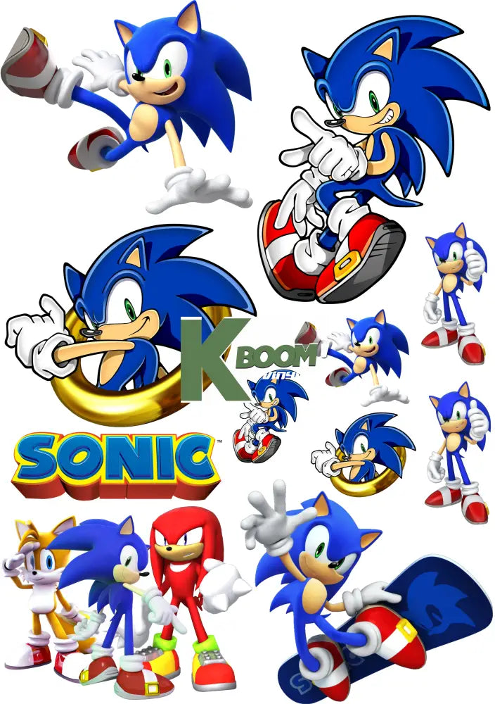 Iron On DTF Transfer Sonic 15cm each logo For T-Shirt DTF Transfers