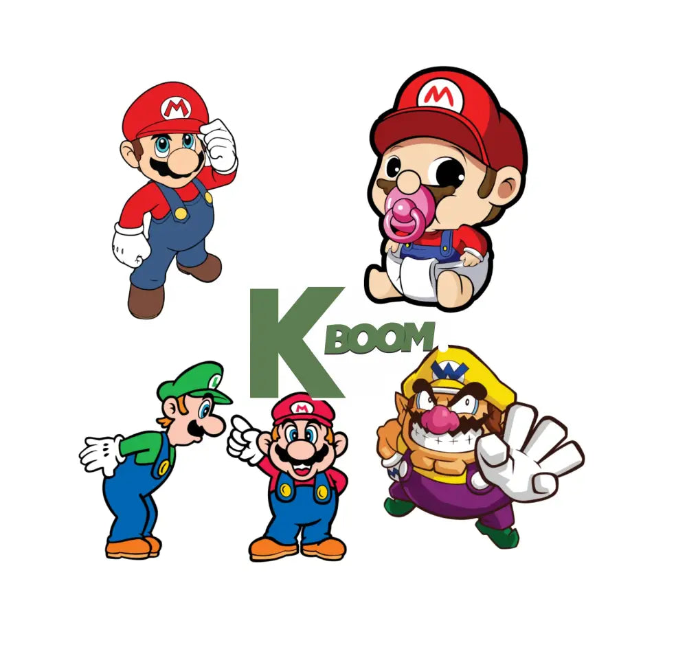 Iron On DTF Transfers For T-Shirt 15cm each image minions Mario 1 DTF Transfers