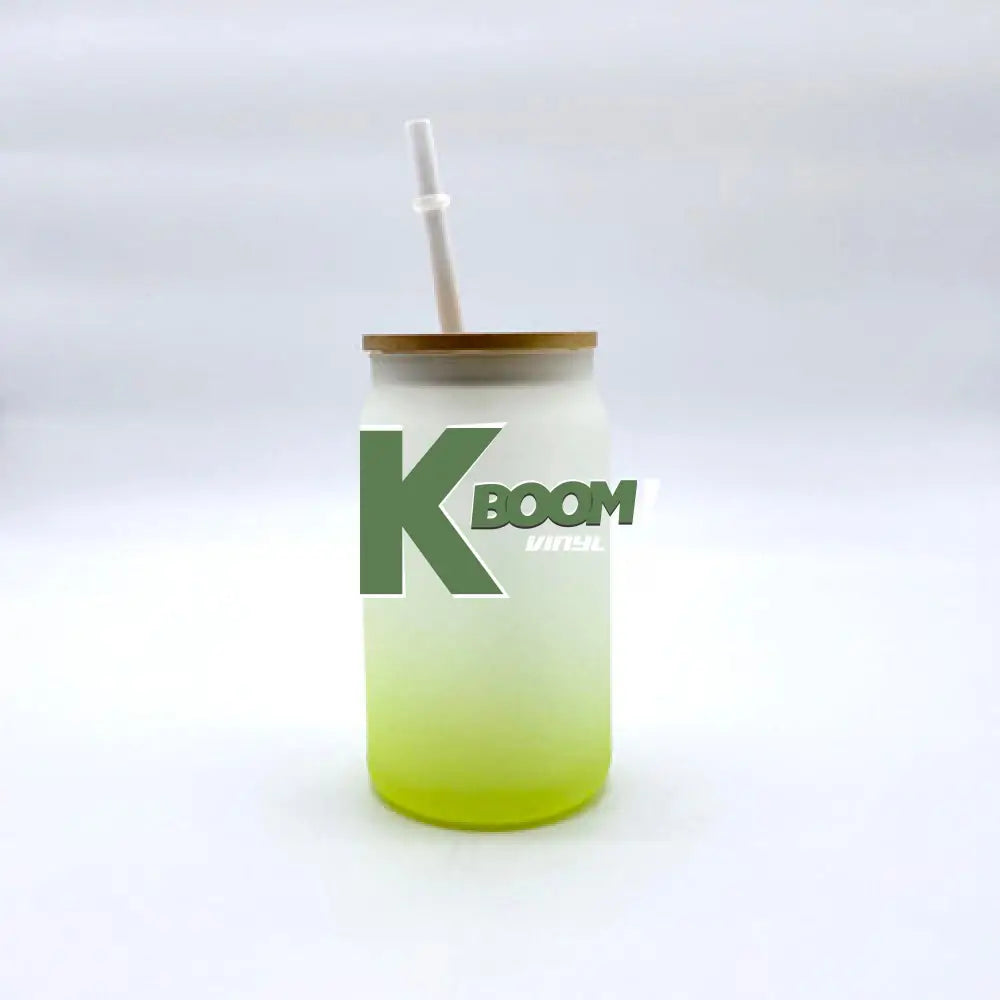 Matt Color Glass with Bamboo Lid and Straw for Sublimation yellow