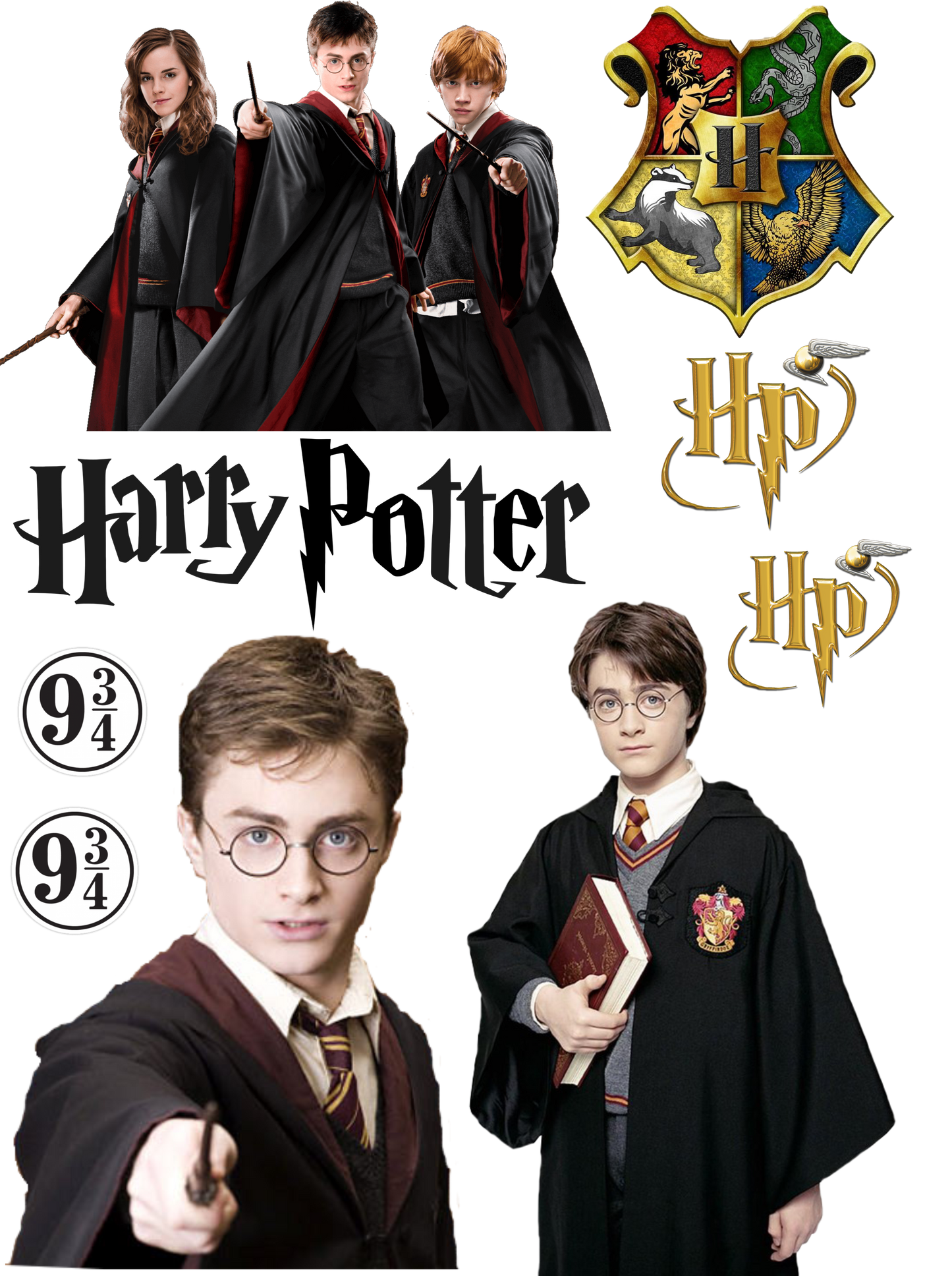 Iron On DTF Transfer Harry Potter 2 15cm or smaller each logo For T-Shirt