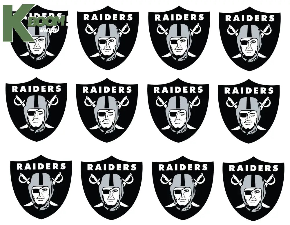 12 X Raiders VARIATIONS IRON ON HEAT TRANSFER SPORT