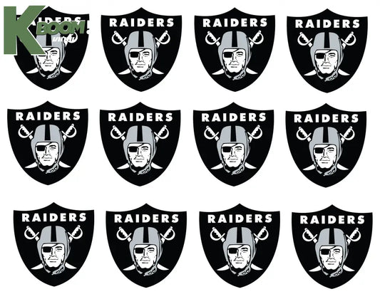 12 X Raiders VARIATIONS IRON ON HEAT TRANSFER SPORT