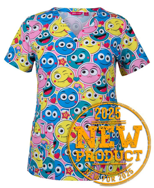 4STP1 JB'S LADIES SCRUB TOP PRINTED
