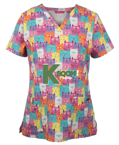 4STP1 JB’S LADIES SCRUB TOP PRINTED