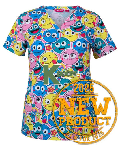 4STP1 JB’S LADIES SCRUB TOP PRINTED