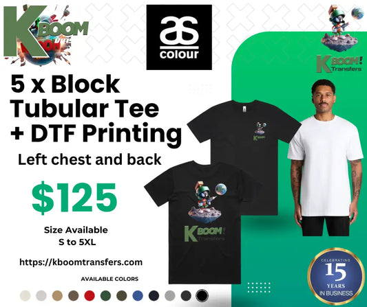 5 X 5050T Block Tubular Tee + Left chest and back