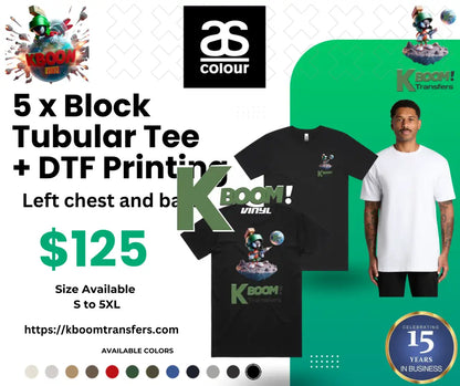 5 X 5050T Block Tubular Tee + Left chest and back