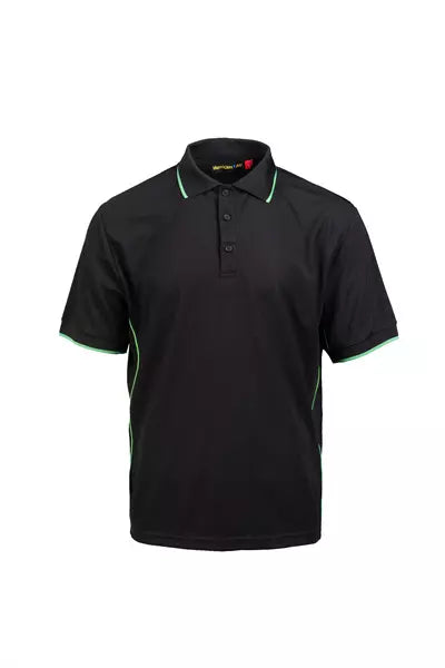 1013 Black Short Sleeve Polo With Green Piping Man