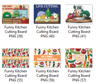 Sublimation prints package / Ready to press 6pc (9) Cutting Board's