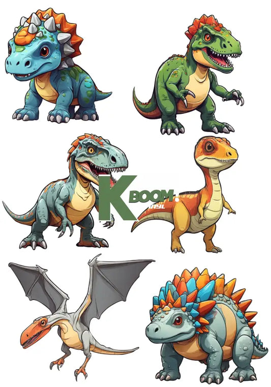 Iron On DTF Transfer Dinosaurs 2 12cm each logo For T-Shirt DTF Transfers