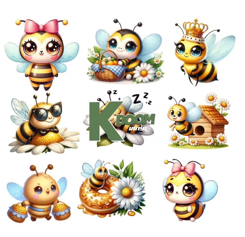 Iron On DTF Transfers Bee Bulk 10cm each logo For T-) DTF Transfers