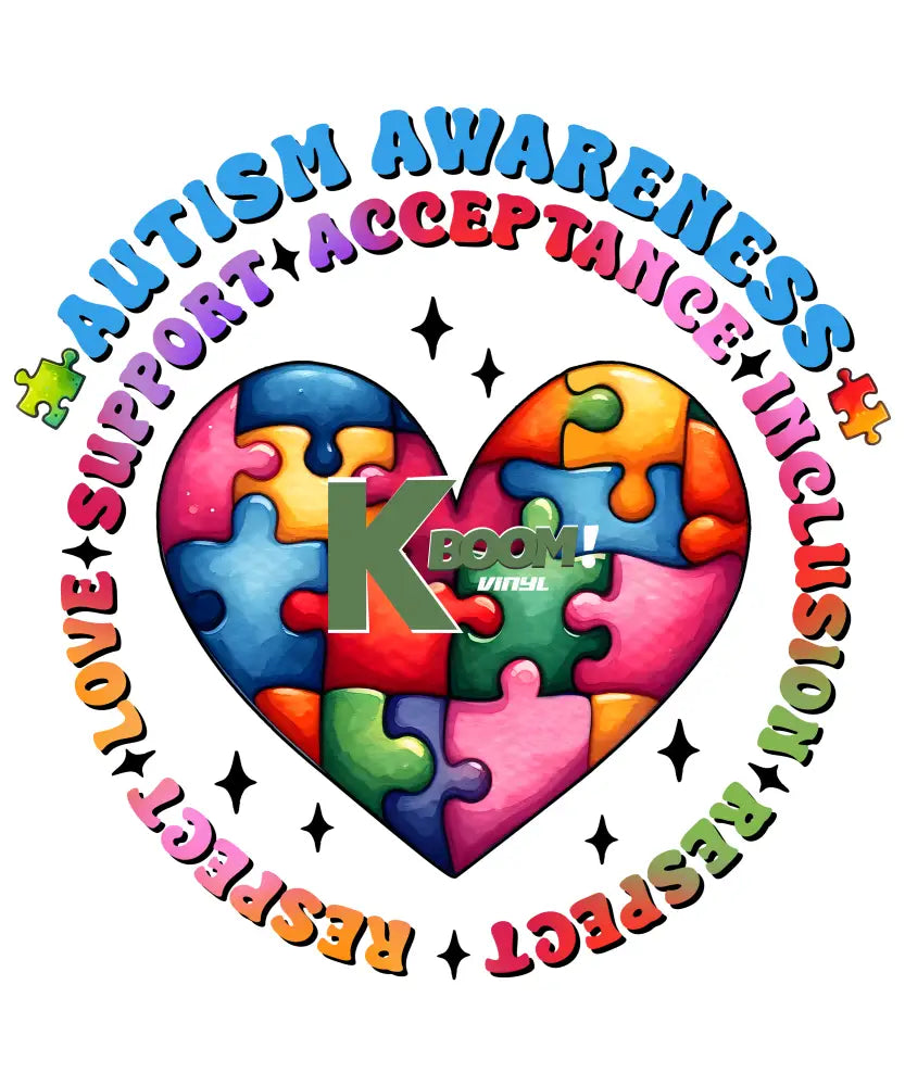 Iron On DTF Transfers For T-Shirt Clothes about 15cm Autism 8 DTF Transfers