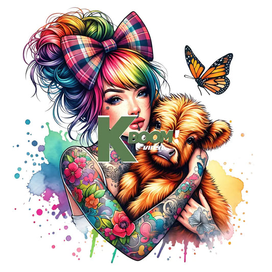 Iron On DTF Transfers For T-Shirt Clothes about 25cm tattoo girls 2 DTF Transfers