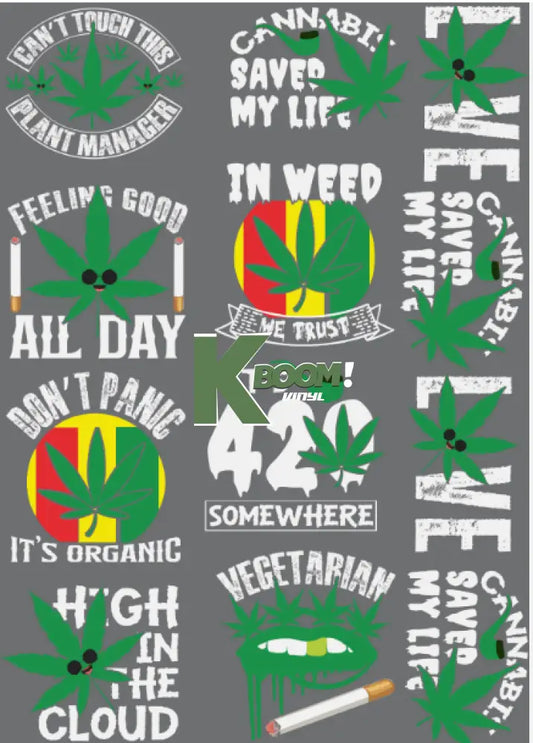 Iron On DTF Transfers WEED 5 Bulk 10cm each logo For T-Shirt DTF Transfers