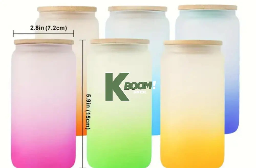 Matt Color Glass with Bamboo Lid and Straw for Sublimation