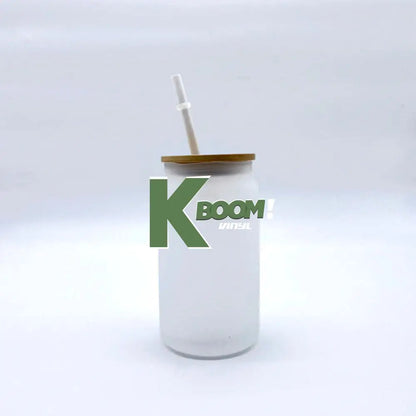 Matt Color Glass with Bamboo Lid and Straw for Sublimation Clear