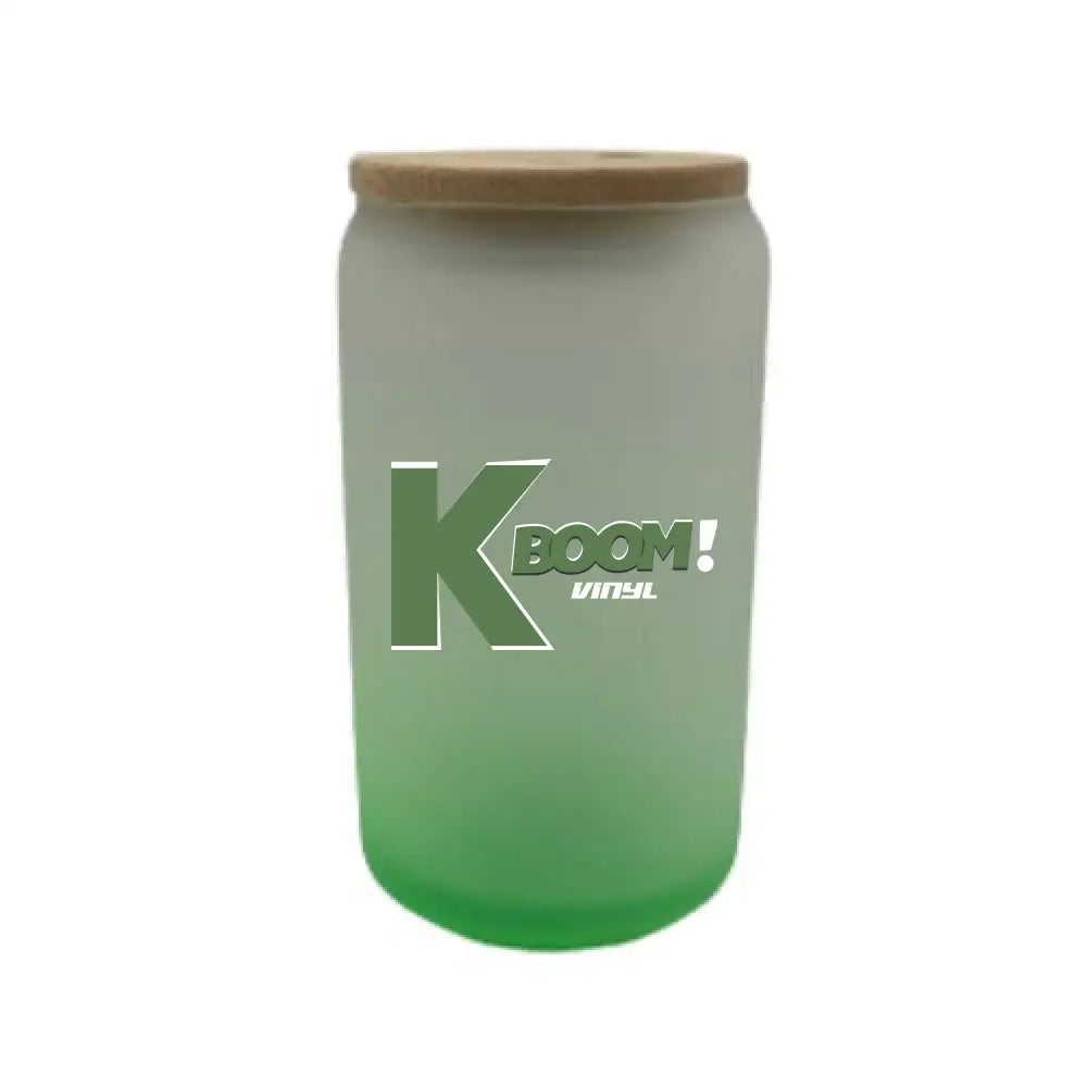 Matt Color Glass with Bamboo Lid and Straw for Sublimation Green