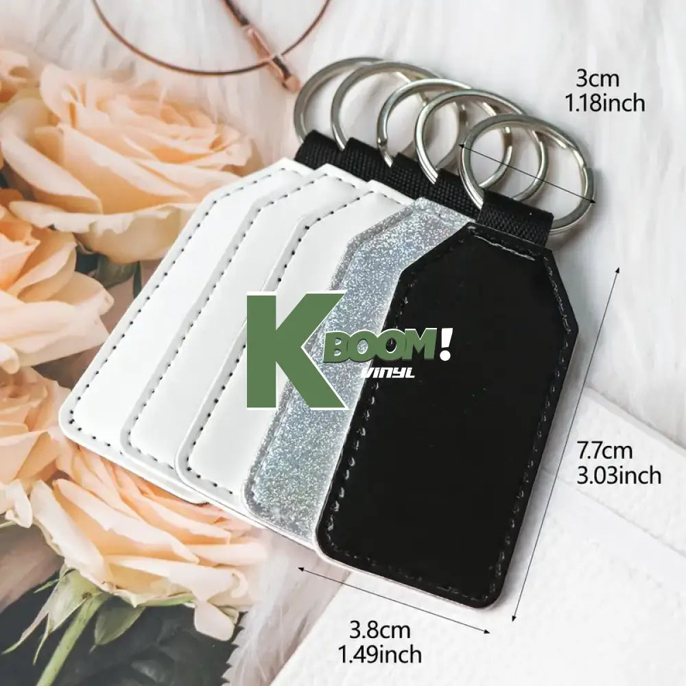 Sublimation Blank Keychains with Key Rings white